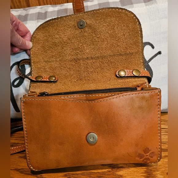 EUC Patricia Nash Tori Map Print Tan Leather Crossbody Bag - Picture 5 of 12